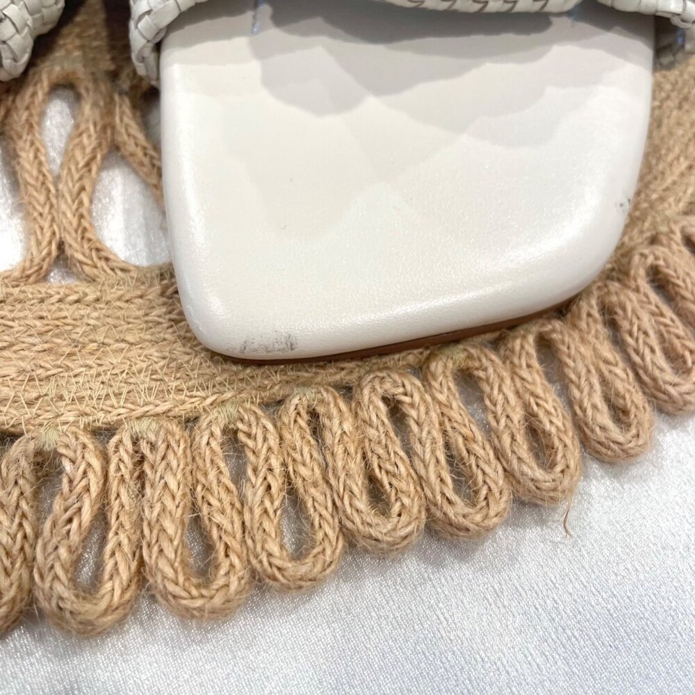 Marc Fisher LTD Marlon Leather Woven Slide Flat Sandals Ivory 9.5 - Picture 3 of 9